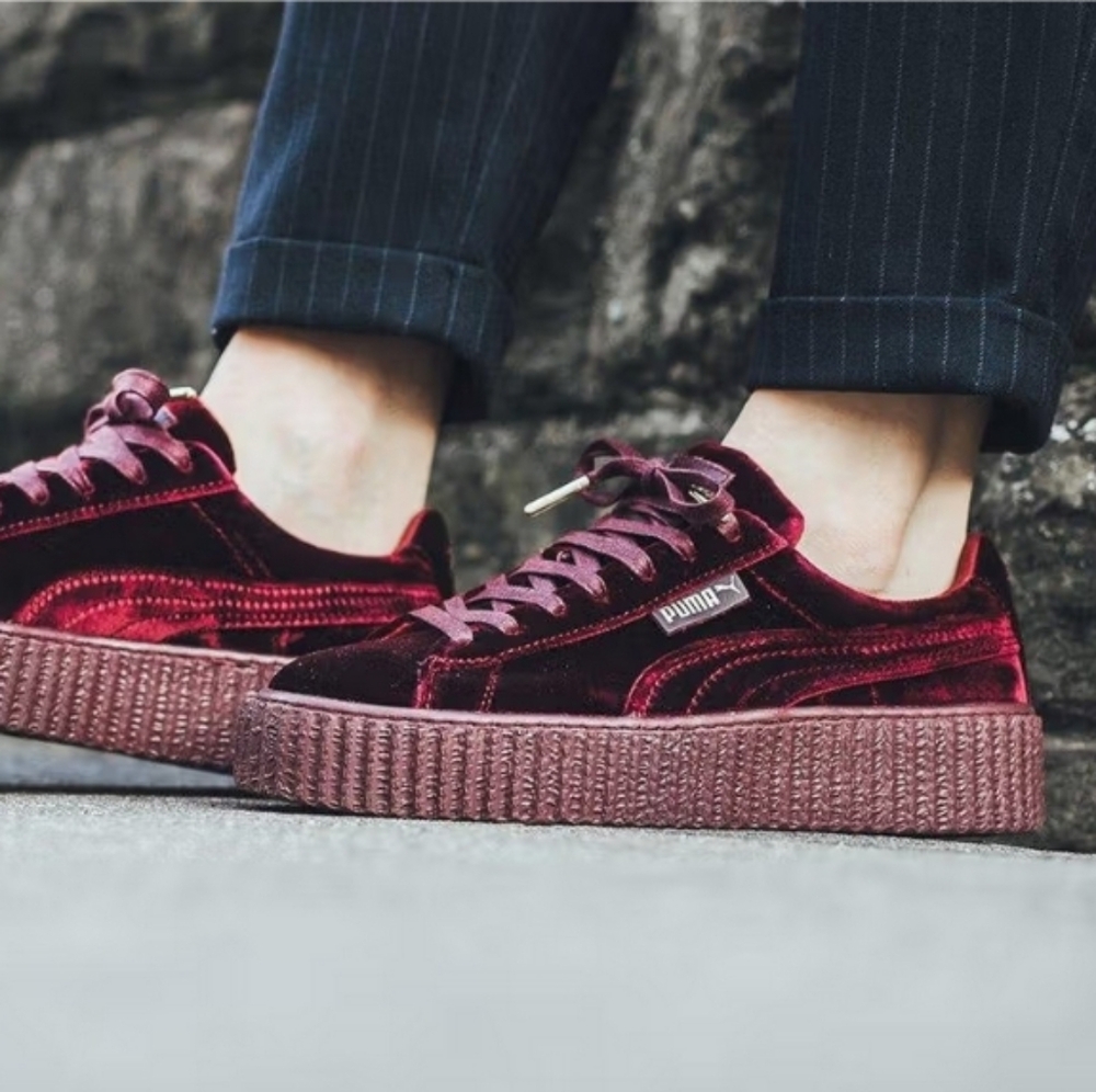 Puma Fenty By Rihanna Velvet Crush Creeper Burgundy Sneakers - Women's Size 8
